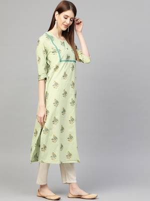 Green printed cotton ethnic-kurtis 4