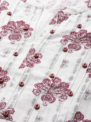 Off-white printed cotton ethnic-kurtis 5