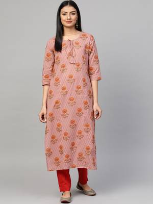Mauve printed cotton ethnic-kurtis 1