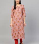 Mauve printed cotton ethnic-kurtis