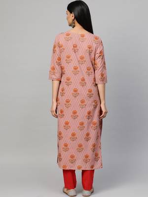 Mauve printed cotton ethnic-kurtis 2