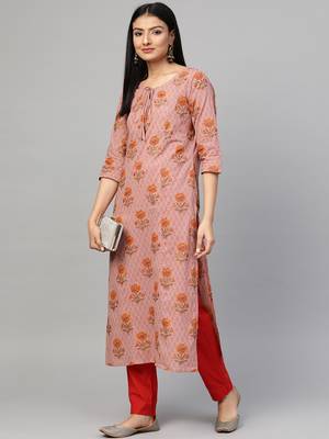Mauve printed cotton ethnic-kurtis 3