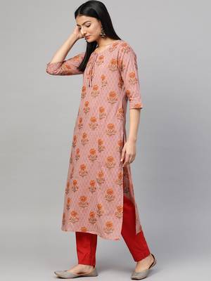 Mauve printed cotton ethnic-kurtis 4
