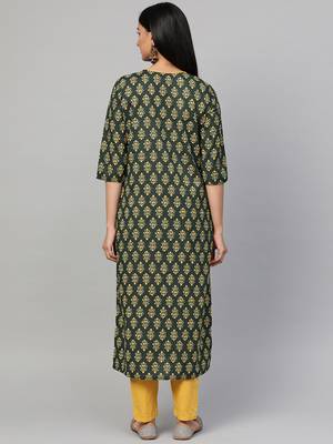 Green printed cotton ethnic-kurtis 2