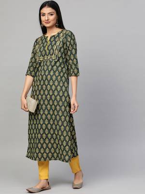 Green printed cotton ethnic-kurtis 3