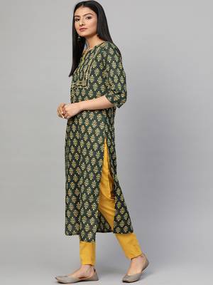 Green printed cotton ethnic-kurtis 4