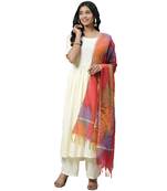 Cream plain viscose rayon ethnic-kurtis