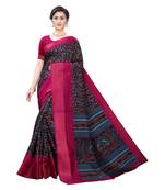 Black Art Silk Floral Printed Saree With Blouse