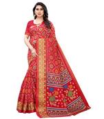 Red Art Silk Floral Printed Saree With Blouse