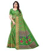 Green Art Silk Floral Printed Saree With Blouse