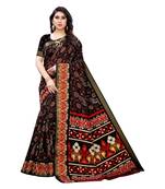 Black Art Silk Floral Printed Saree With Blouse