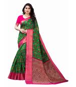Green Art Silk Floral Printed Saree With Blouse