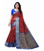 Red Art Silk Floral Printed Saree With Blouse