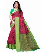 Pink Art Silk Floral Printed Saree With Blouse