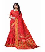 Red Art Silk Floral Printed Saree With Blouse