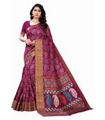Purple Art Silk Floral Printed Saree With Blouse