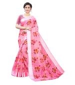 Pink Art Silk Floral Printed Saree With Blouse