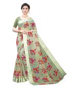 Green Art Silk Floral Printed Saree With Blouse