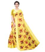 Yellow Art Silk Floral Printed Saree With Blouse
