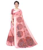 Pink Art Silk Floral Printed Saree With Blouse