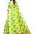 Yellow Saree With Blue Floral Print Art Silk Saree With Blouse