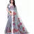 Grey & Red Art Silk Floral Print Saree With Blouse
