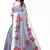 Grey & Red Art Silk Floral Print Saree With Blouse