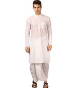 Royal Kurta Men's Cotton Blend Dhoti Kurta Set (White)