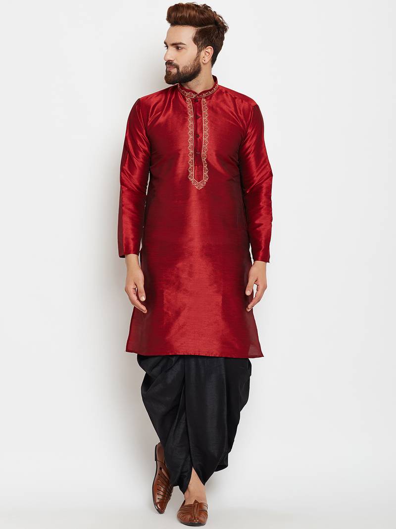 Red Men Cotton Dhoti Kurta Set at best price in New Delhi by Z.S