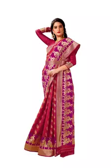 Multicolor woven art silk saree saree with blouse
