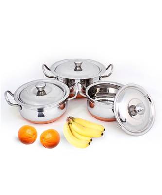 Kalash 3pcs Copper Bottom  Alto handi Set 1