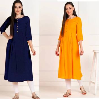 Solid Cotton Anarkali Kurti Combo 1