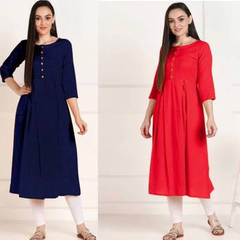 Solid Cotton Anarkali Kurti Combo 1