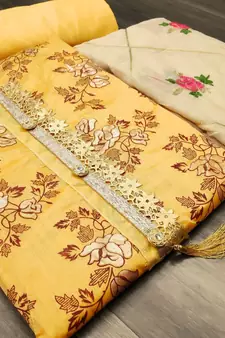Mustard floral print chanderi salwar