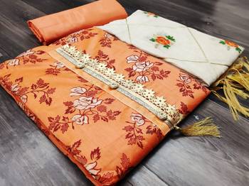 Orange floral print chanderi salwar 1