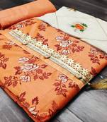 Orange floral print chanderi salwar