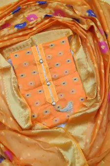 Light-orange benarsi banarasi salwar