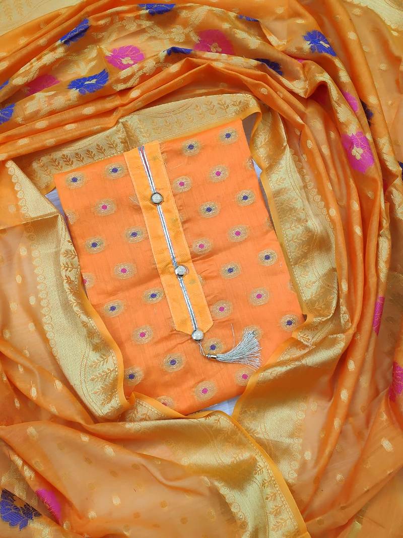 Light-orange benarsi banarasi salwar