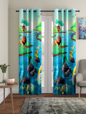 Long Door Curtain Set of 2 [9 Feet x 4 Feet] Digital 3D Graphic 1