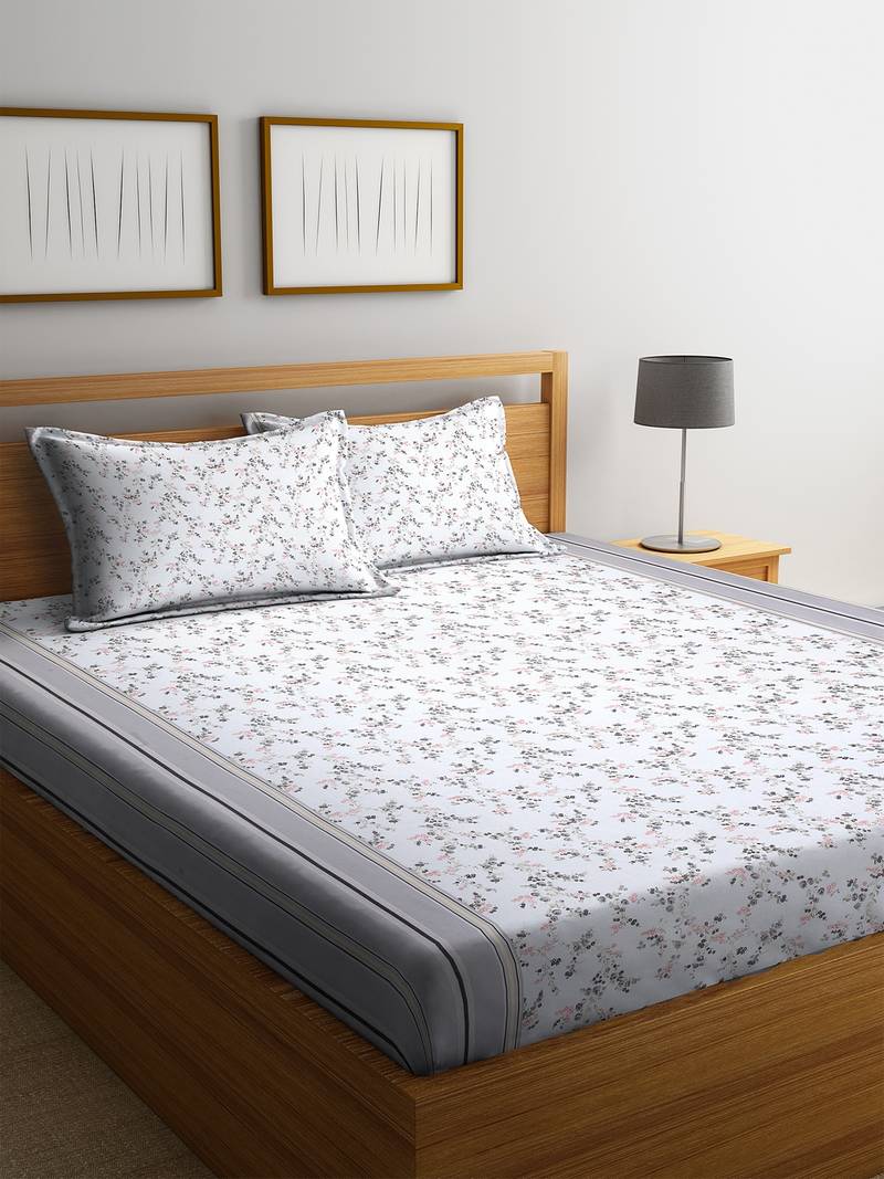 King Size 104 TC Cotton Double Bedsheet with 2 Pillow Cortina 3449289