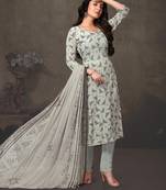 Grey digital print crepe salwar