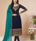 Navy Blue Embroidered Salwar Kameez