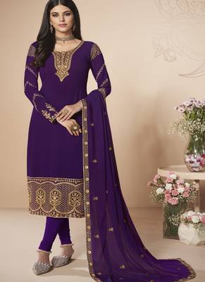 Violet Blue Embroidered Salwar Kameez 1
