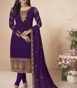 Violet Blue Embroidered Salwar Kameez