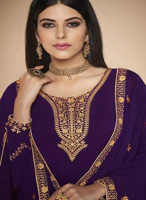 Violet Blue Embroidered Salwar Kameez 2