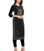 Black printed crepe ethnic-kurtis