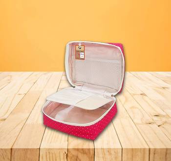 atorakushon®  Makeup Storage Box Cosmetic Vanity Necklace Travelling Wardrobe Organizer Jewellery Pouch for Women (Pink) 2