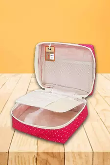atorakushon®  Makeup Storage Box Cosmetic Vanity Necklace Travelling Wardrobe Organizer Jewellery Pouch for Women (Pink)