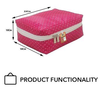 atorakushon®  Makeup Storage Box Cosmetic Vanity Necklace Travelling Wardrobe Organizer Jewellery Pouch for Women (Pink) 4