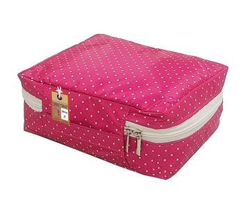 atorakushon®  Makeup Storage Box Cosmetic Vanity Necklace Travelling Wardrobe Organizer Jewellery Pouch for Women (Pink) 5